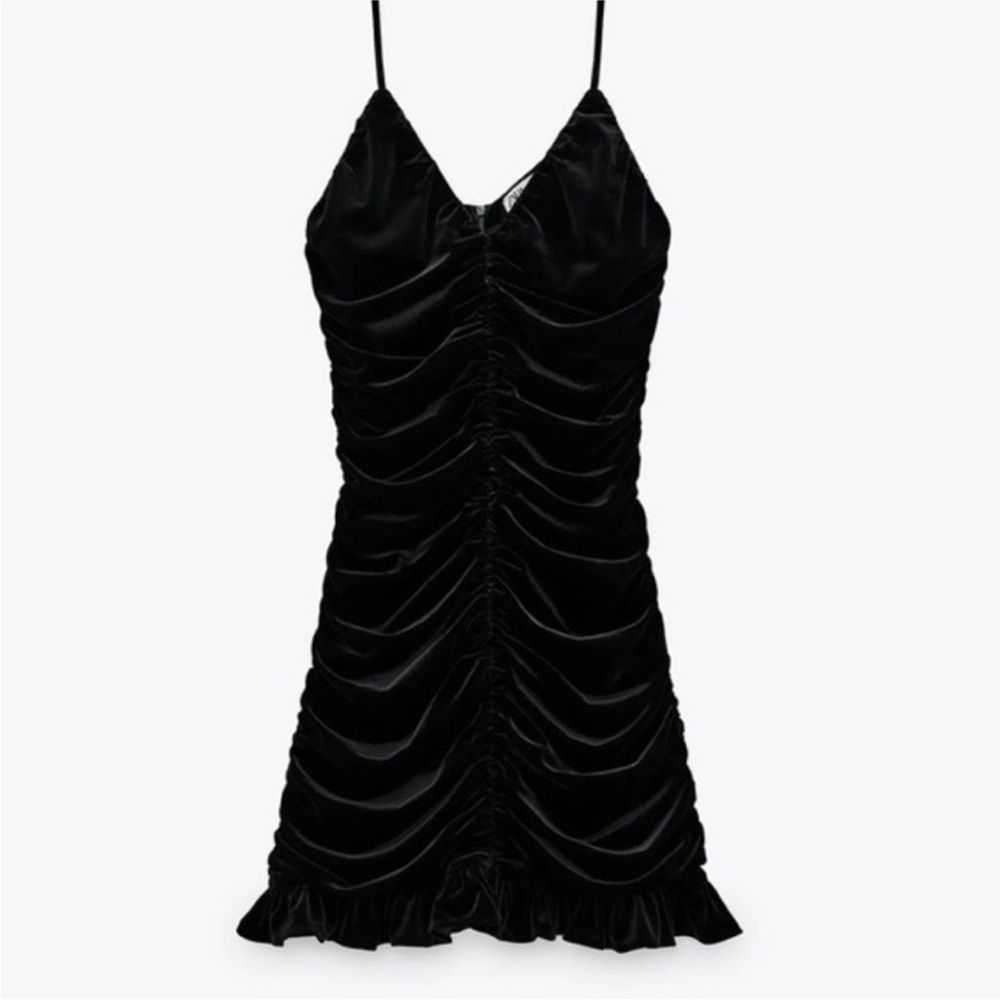 Zara *NWT* velvet ruched mini dress